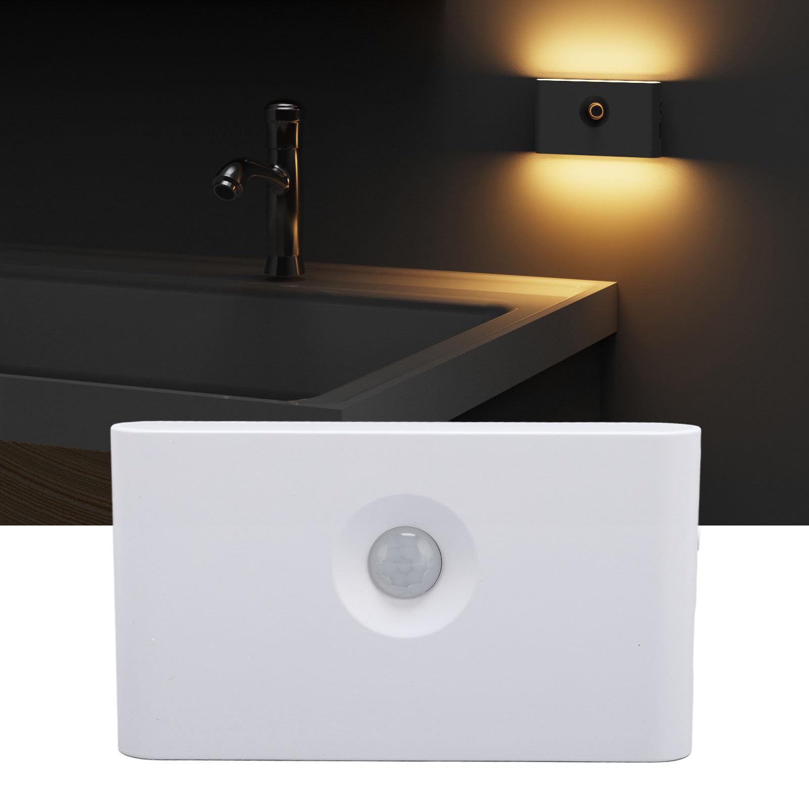 Luce Notturna con Sensore di Movimento a LED, Illuminazione Magnetica Ricaricabile a Doppia Faccia per Scale del Corridoio ABS 4 Pezzi