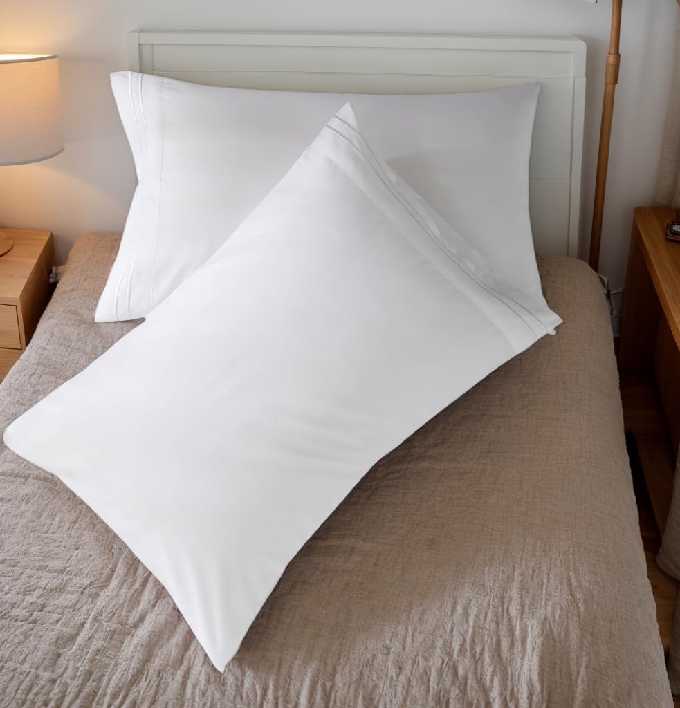 Queen Bed Sheets Set - 4 Piece Ultra Soft Washed Microfiber 18-Inch Deep Pocket Sheets for Queen Size Bed with Fitted Sheet, Flat Sheet, 2 Pillow Cases(White, Queen)