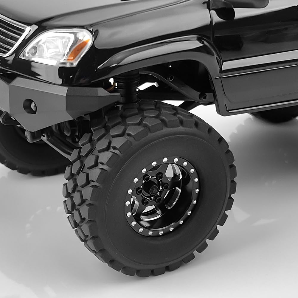 MORLORDY 4Pcs 1.0 Beadlock Wheel 30mm for Axial SCX24 Gladiator Deadbolt Bronco C10 JLU 1/24 RC Crawlers Upgrade Parts (Black)