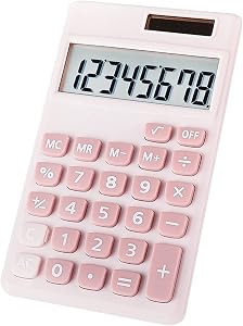 Basic Calculator, Desktop Cute Pocket Size Mini Calculators for School, Office, Home (Pink)