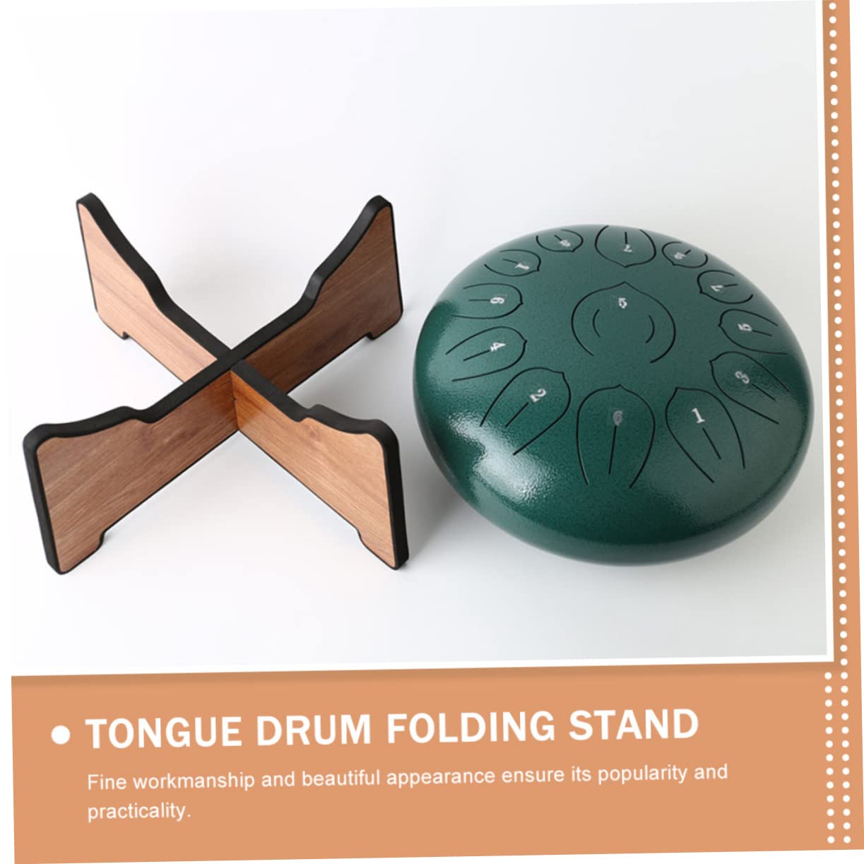 FUNOMOCYA Ethereal Drum Stand Foldable Drum Rack Bracket Tongue Drum Detachable Stand Ethereal Drum Display Rack 8inch 10inch Steel Tongue Hand Drums for Adults Hand Pan Tripod Wood Vertical