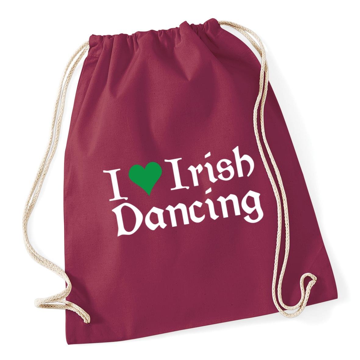 Hippowarehouse I Love Irish Dancing Drawstring Cotton School Gym Kid Bag Sack 37cm x 46cm, 12 litres