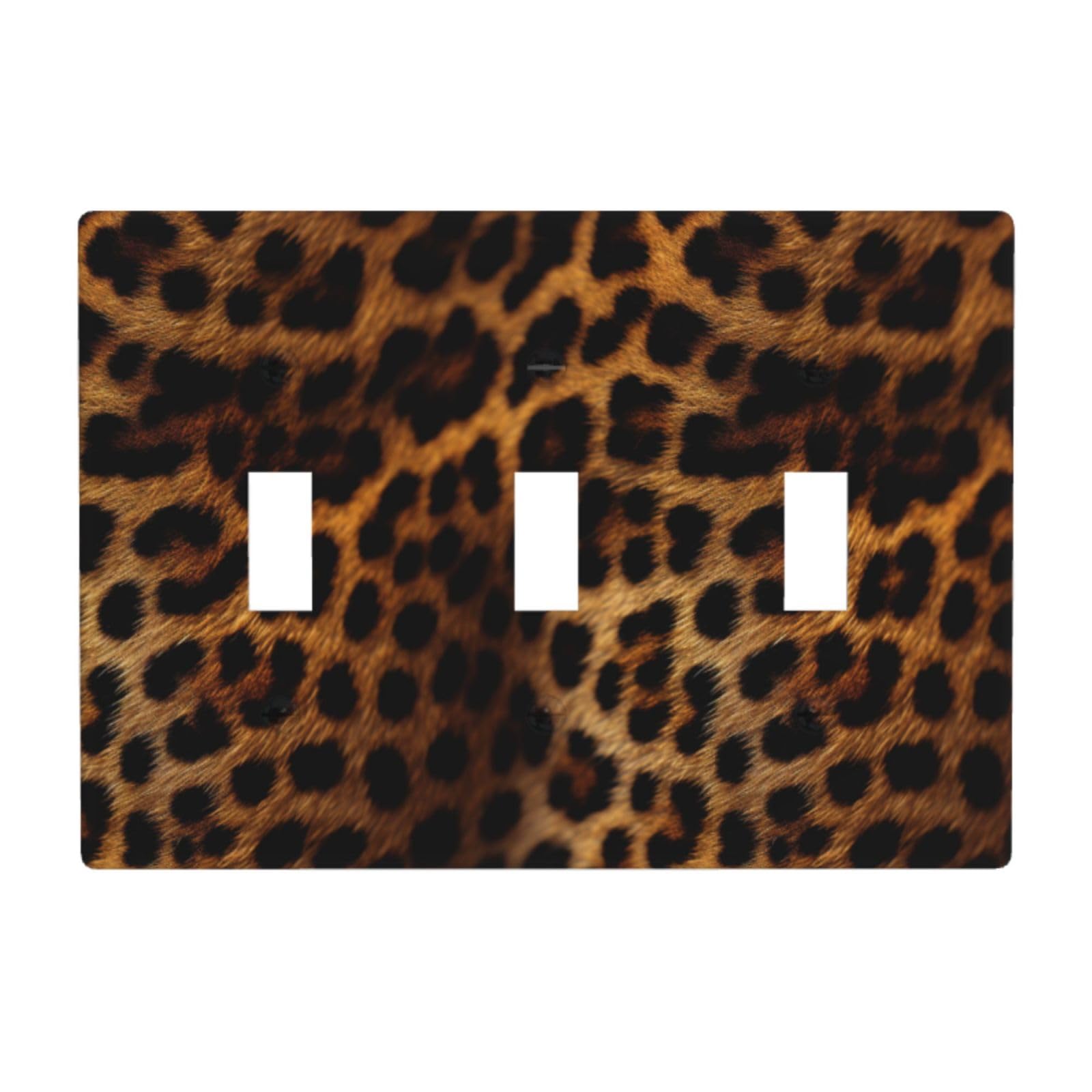 Artistic Leopard Print Pattern Light Switch Covers 3 Gang Triple Toggle Wall Plate Switchplate Electrical Faceplate for Bathroom Kitchen Bedroom Decor