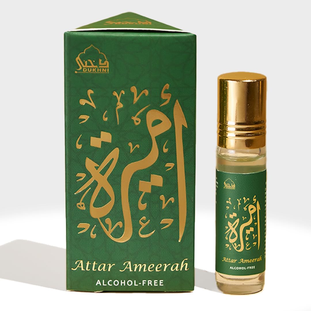 Ameerah Attar Oil by Dukhni | Unisex Arabic perfume oils | 100% pure ittar roll on perfume, free from alcohol, Clean Fresh Modern Scent | Eid, Ramadan, Umrah Gifts, Vegan Islamic Fragrances