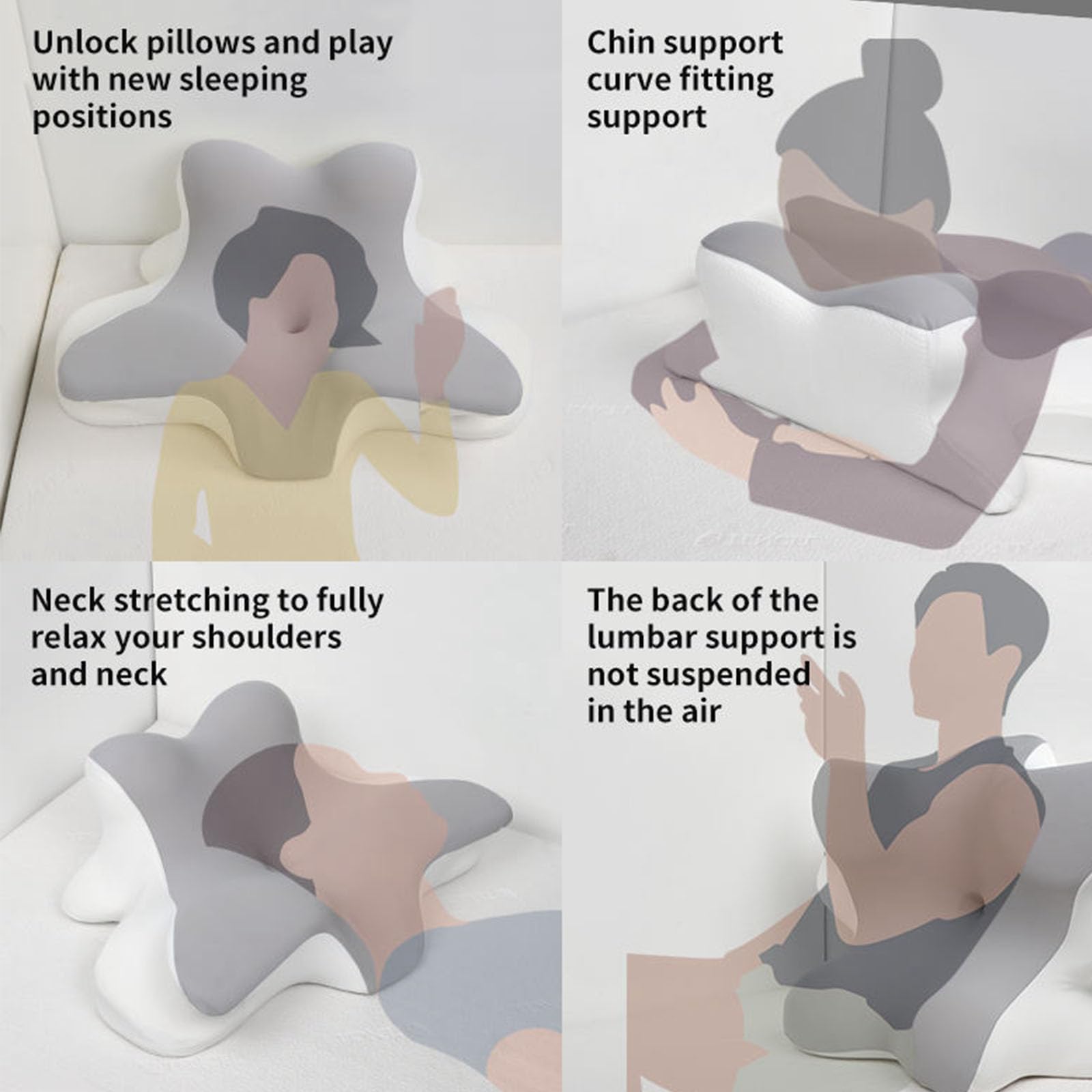 Poduszka pod kark szyjny, ergonomiczna pianka z pamięcią kształtu dla osób śpiących na boku, plecach i brzuchu, wsparcie szyi i ulga w bólu