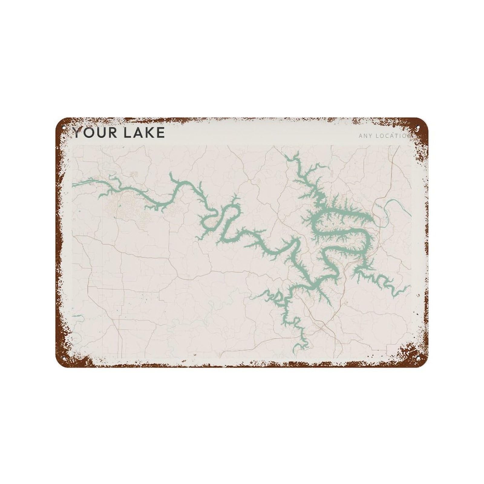 xiaoxiaoshen Any Lake Custom Map Farmhouse Decor Minimalist (2) Wall Decor Art Metal Tin Poster Modern Home Decor Art Home Bar Shop Decorations Vintage Sign 20x30cm