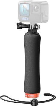 ATUMTEK Floating Hand Grip for GoPro, Waterproof Handle Mount Underwater Hand Stick Monopod Pole Compatible with GoPro Hero 13 12, 11, 10, 9, 8, 7, 6, DJI Osmo, AKASO, SJCAM Action Camera, Orange