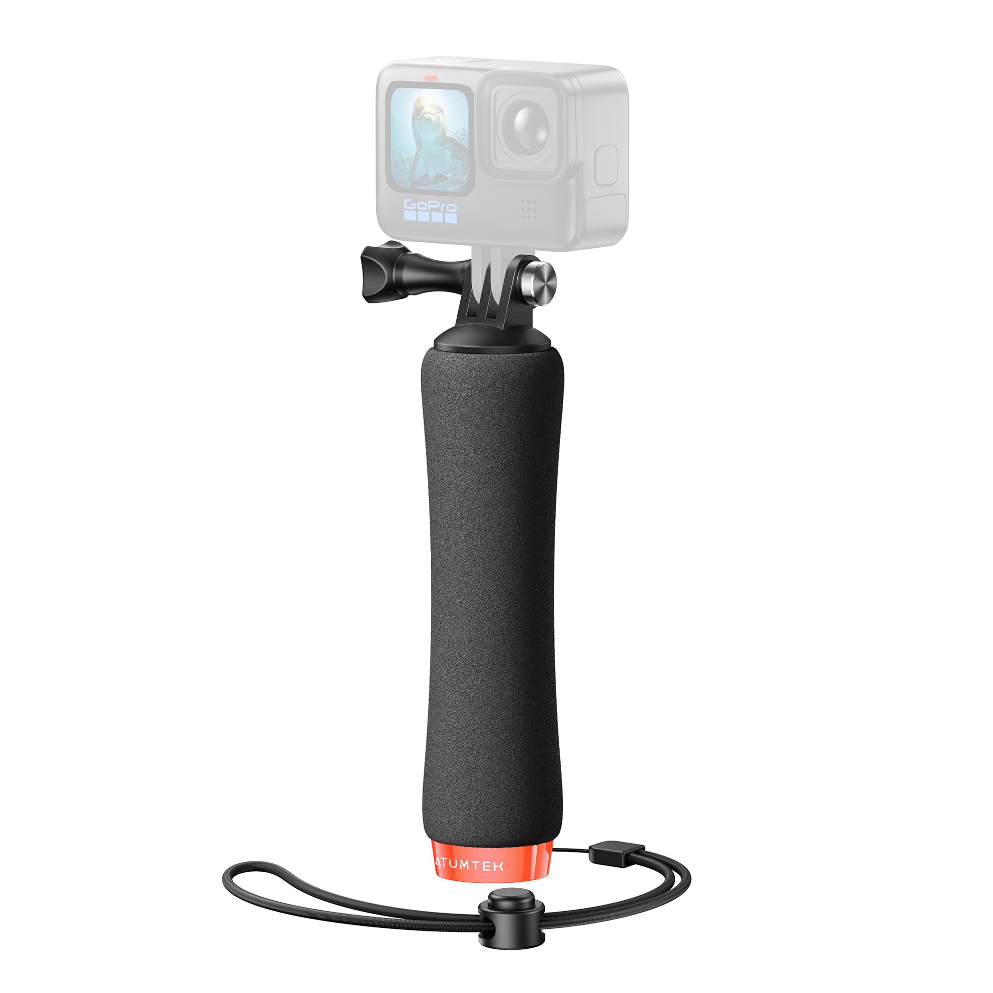 ATUMTEK Pływający uchwyt do GoPro, wodoodporny podwodny ręczny drążek monopod kompatybilny z GoPro Hero 13, 12, 11, 10, 9, 8, 7, 6, DJI Osmo, AKASO, SJCAM, pomarańczowy