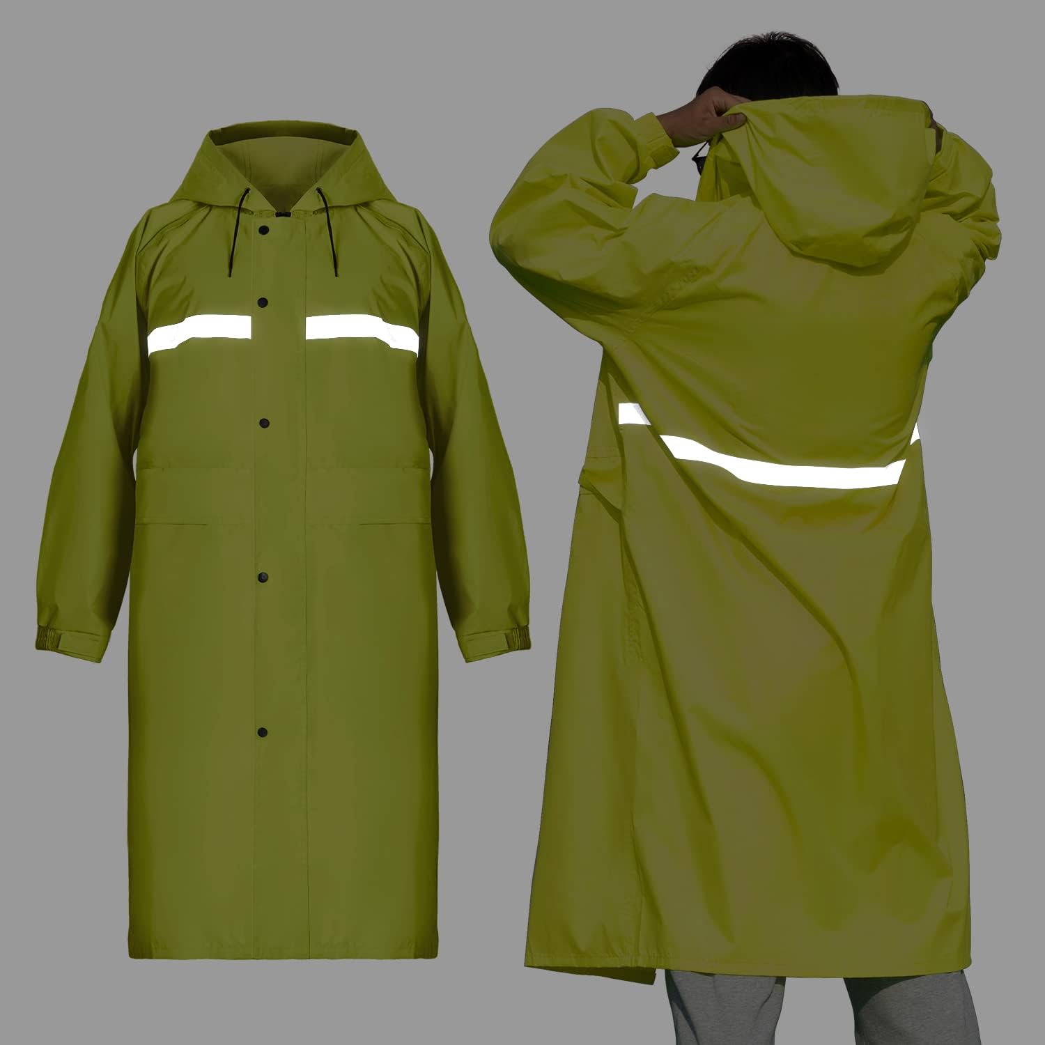 Coralrain Long Hooded Raincoat Safety Waterproof Emergency Rain Jacket Poncho for Men Women Adults - Image 3