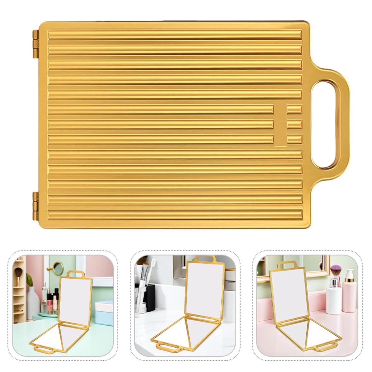 Specchio Pieghevole Doppia Faccia Oro con Superficie Specchio di Precisione e Design Leggero, per Personale da Viaggio