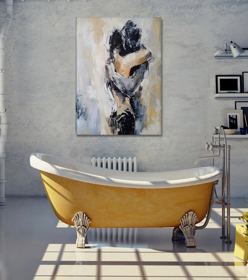 Novatique Sexy Canvas Wall Art Sexy Couples Wall Decor Abstract Woman and Man Body Print Black and White Bathroom Decor Sexy Art Nude Poster for Bathroom Bedroom, 24 x 36inch