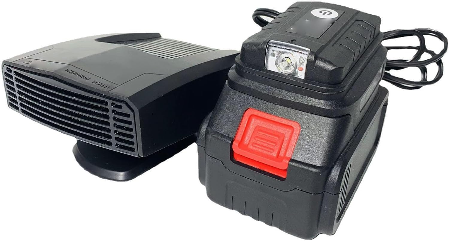 Calefactor Eléctrico Portátil a Batería con Luz LED y Función Desempañador