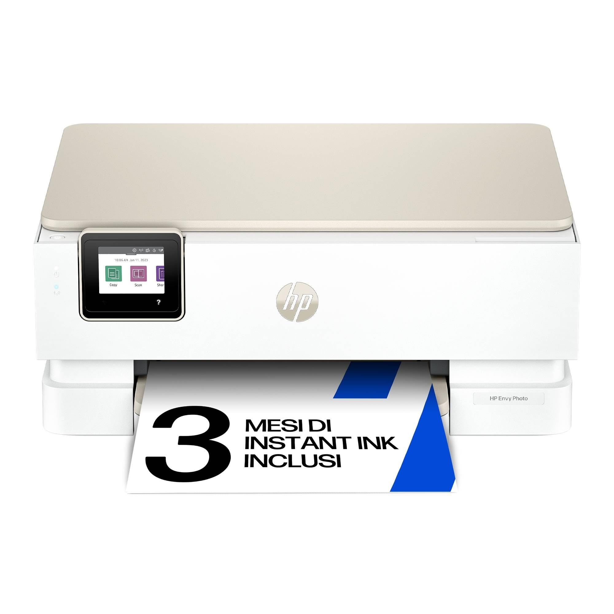 HP Envy Photo 7230 B63JVB, Stampante Multifunzione a Getto d'Inchiostro A4 a Colori, Foto, Fronte/Retro Automatico, 22 ppm, app, 3 Mesi di Inchiostro Instant Ink Inclusi, Bianca