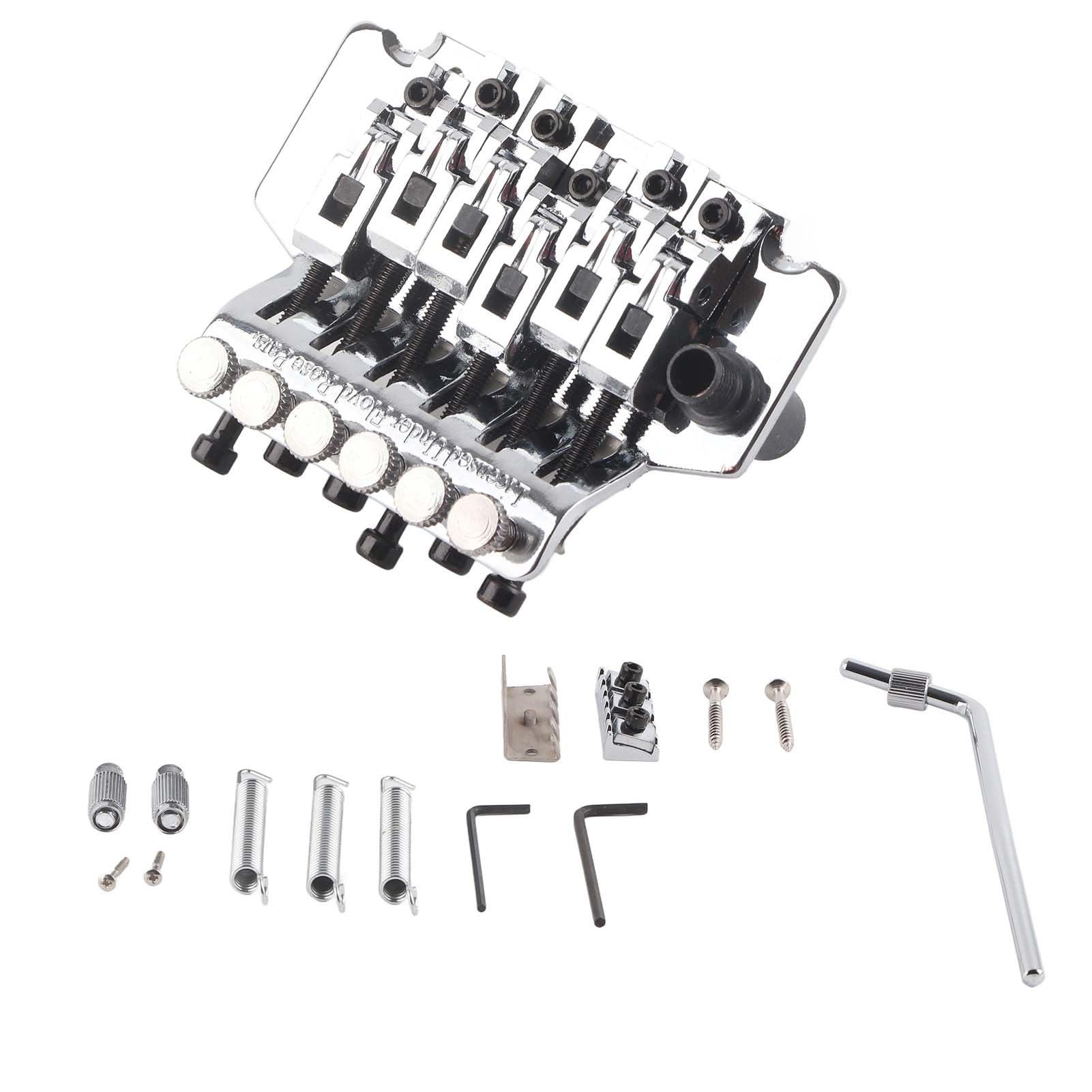 Ponte Tremolo Gold, Silver, Black Floyd Rose a Doppia Chiusura per Chitarra Elettrica - Vibrato per Prestazioni Migliorate (SILVER)