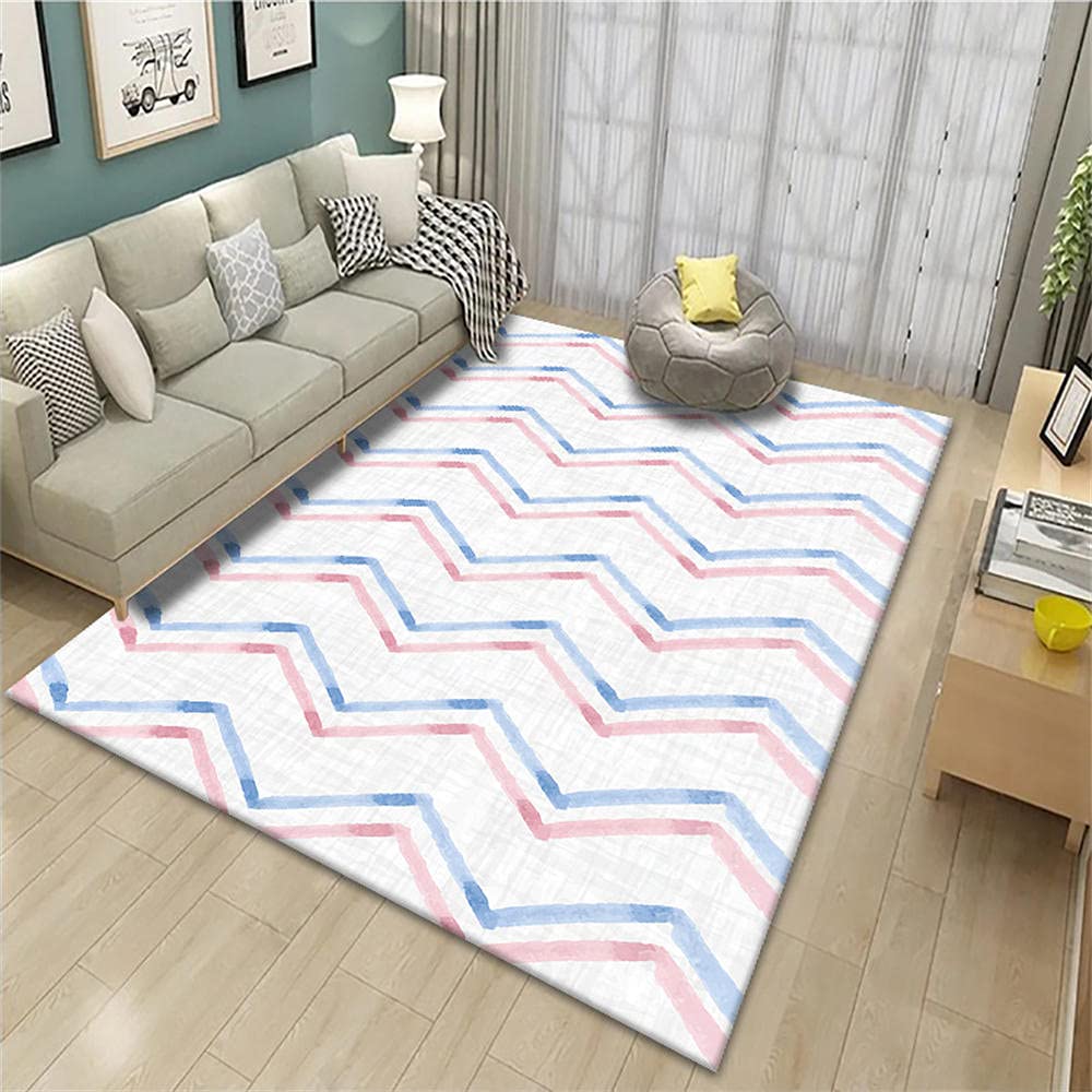 Tapis de jeu bébé rose bleu 100X160 tapis de salon sans poils