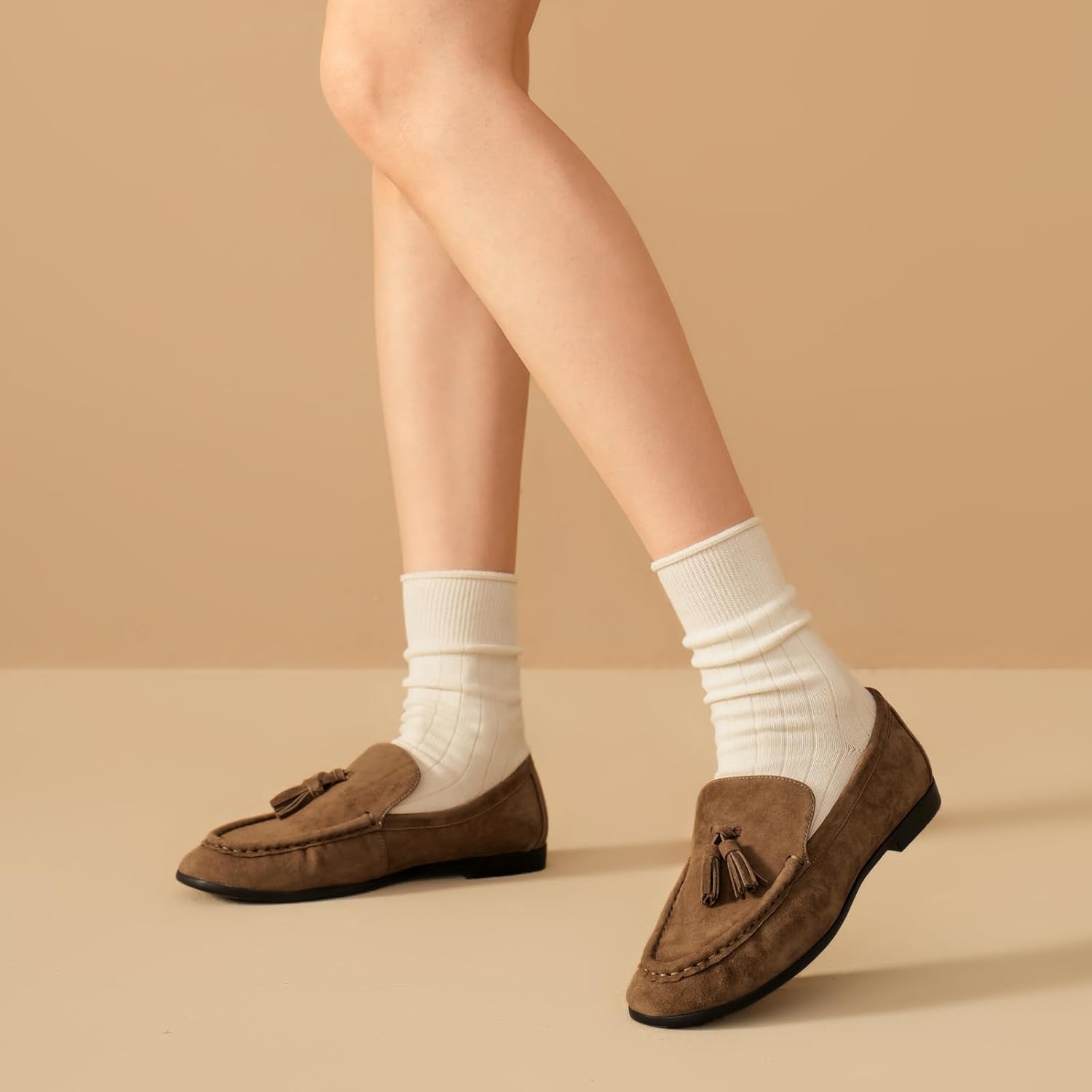 BEAU TODAY Suede Tassel Loafers for Women, Slip On Flats Shoes Women Comfortable, Lightweight Ladies Loafers Shoes Dress Casual Business Driving Moccasins for Work - Image 6