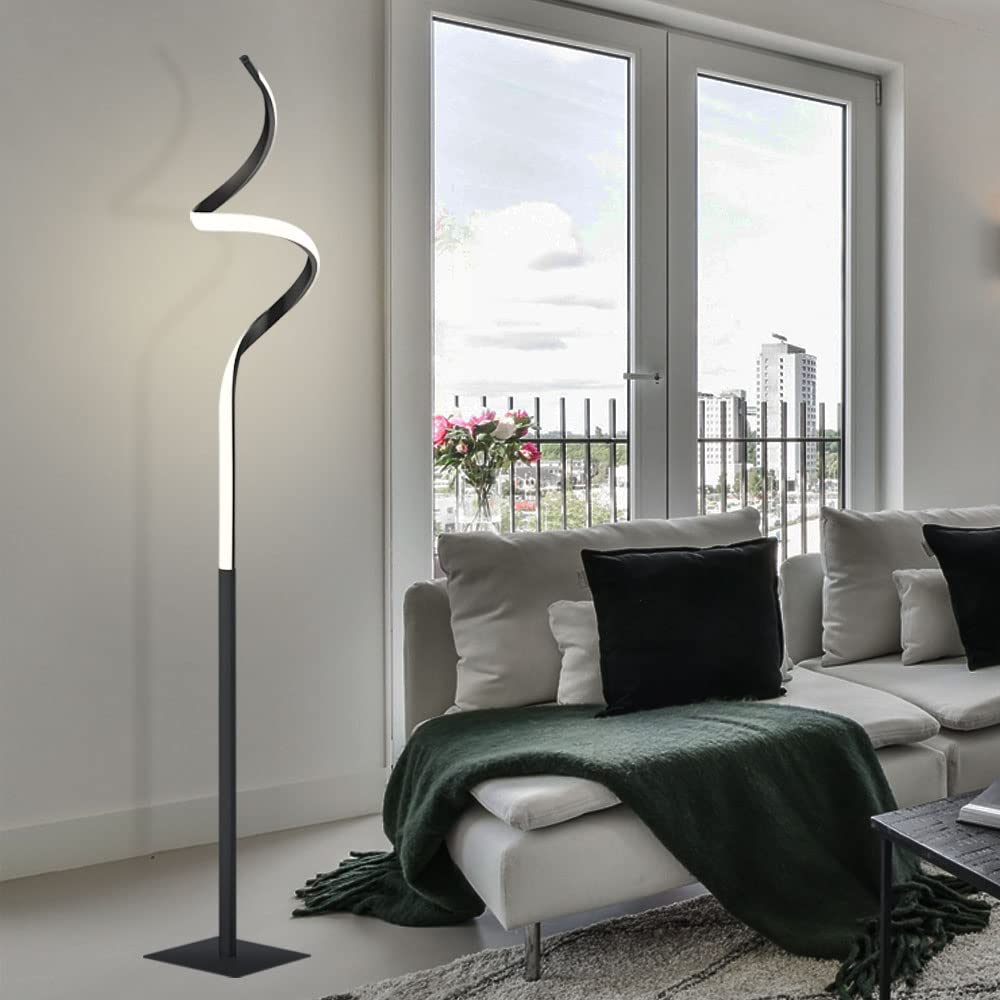 Reality Leuchten, lampada da terra LED Course, R42051132, in metallo, con LED da 11 Watt, dimmer switch, nero opaco