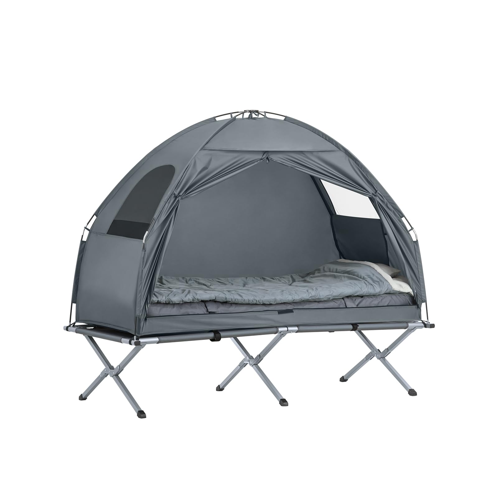 SoBuy Feldbett mit Zelt 7in1 Wurfzelt mit Luftpumpe, Rolltasche, Schlafsack, Wasserdichtes Campingbett Outdoor Campingliege Familienzelt Camping Tent