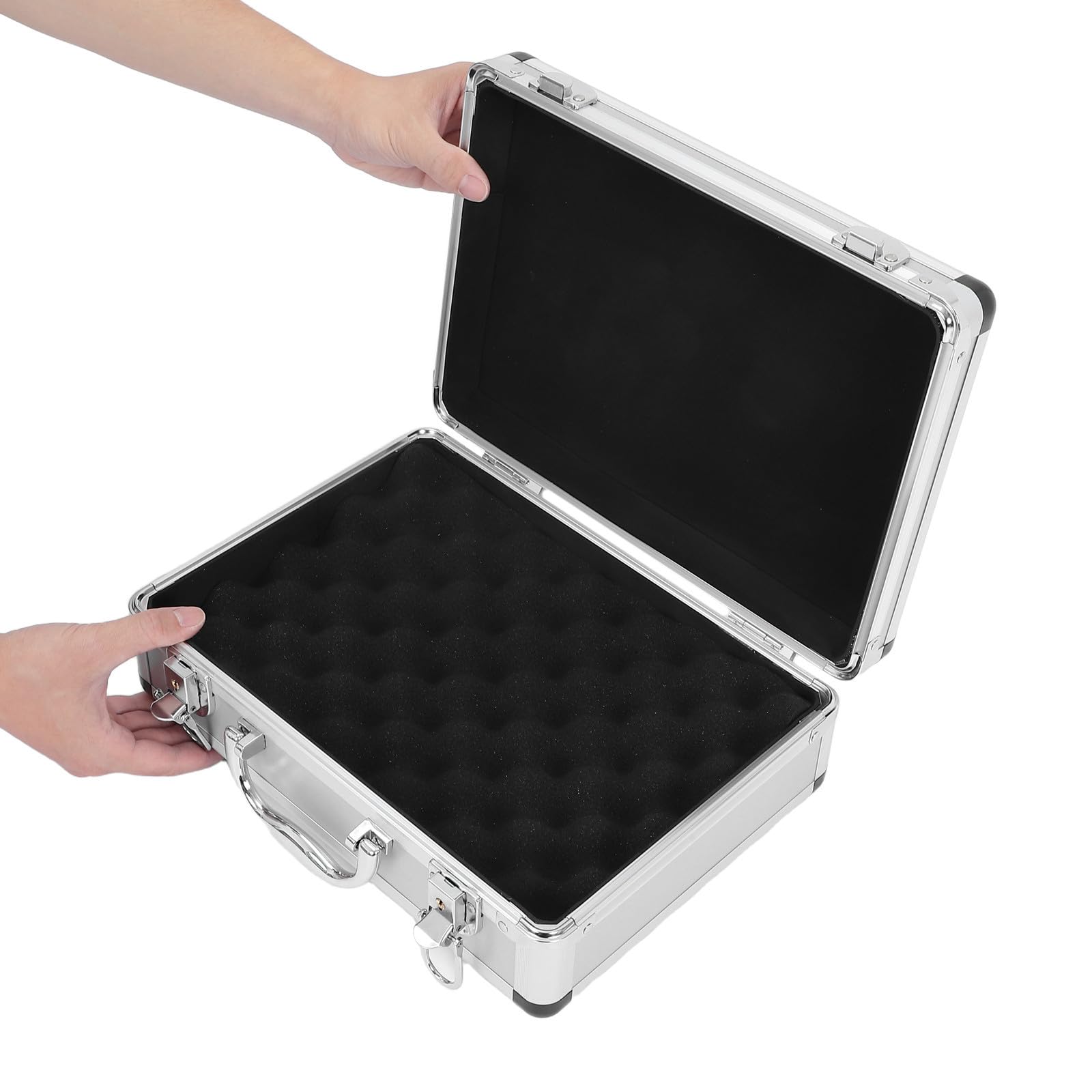 Valise à Outils sans Bavure Argentée en Alliage D'aluminium Boîte de Rangement Portable Sécurisée pour L'organisation des Outils Domestiques