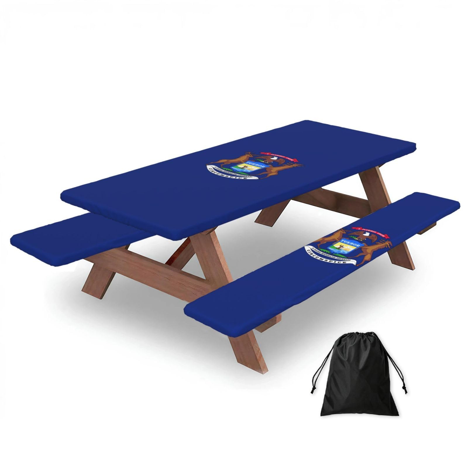 AYYQWE Michigan State Flag Print Picnic Table Bench Cover Outdoor Garden Party Decor Daily Accessory Gift