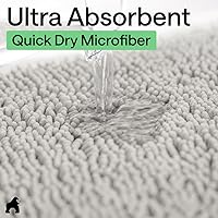 Vista 6 de Gorilla Grip - Tapete de baño afelpado, absorbente, peludo, de felpilla, para base de inodoro cuadrada, reverso de goma, suave, de microfibra, claro