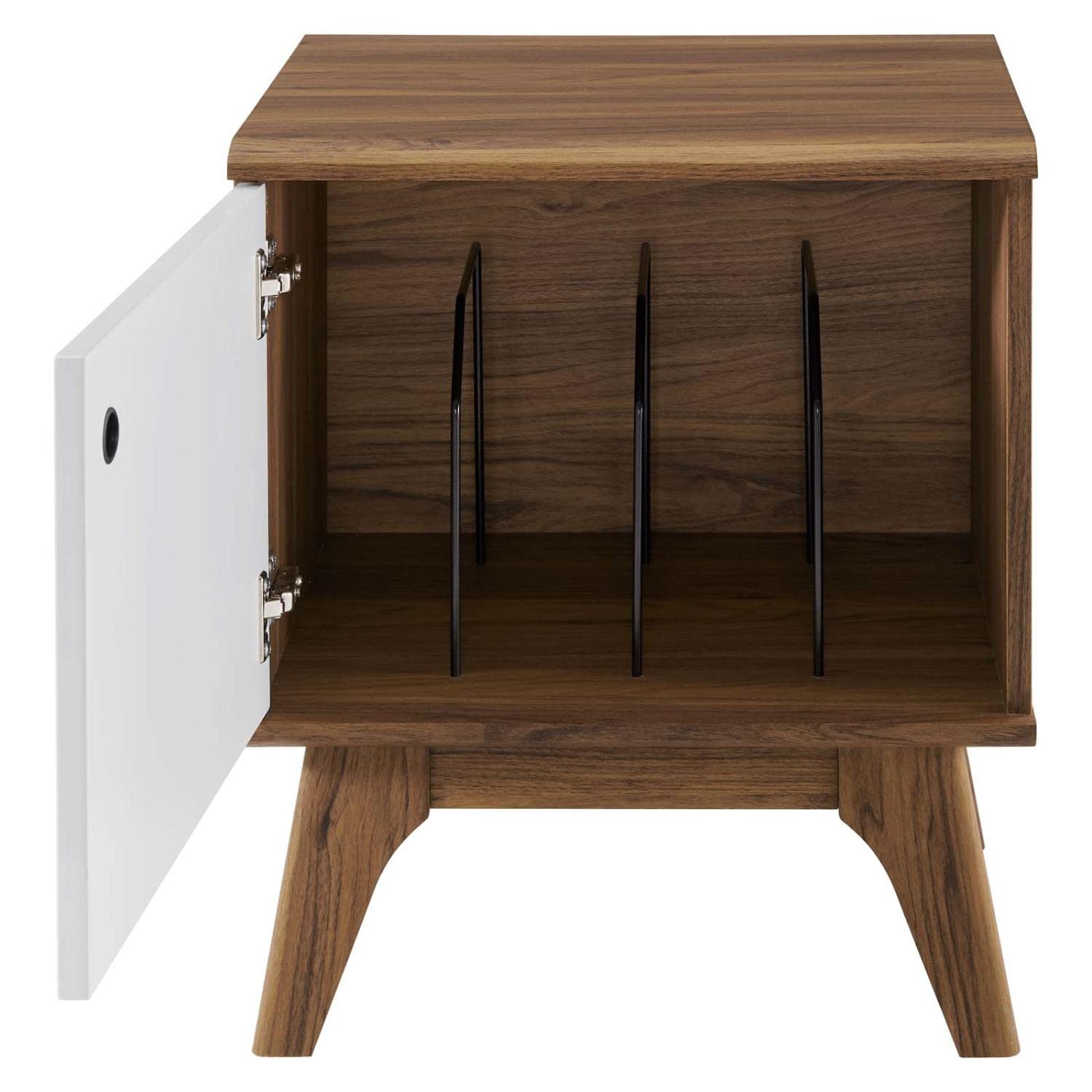 Modway EEI-4260-WAL-WHI Envision - Soporte para discos de vinilo, color blanco nogal