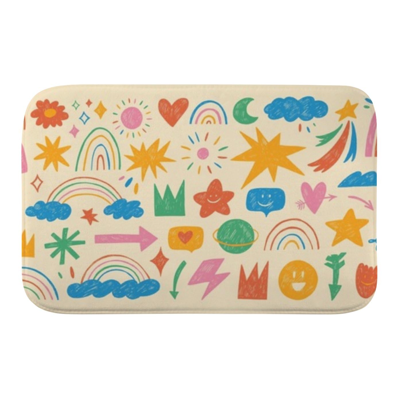Edgy Multicolored Doodle Motifs Christmas Door Mat 18 X30 Bath Rug Bathroom Decorations Kitchen Rugs Anti Fatigue Bathtub