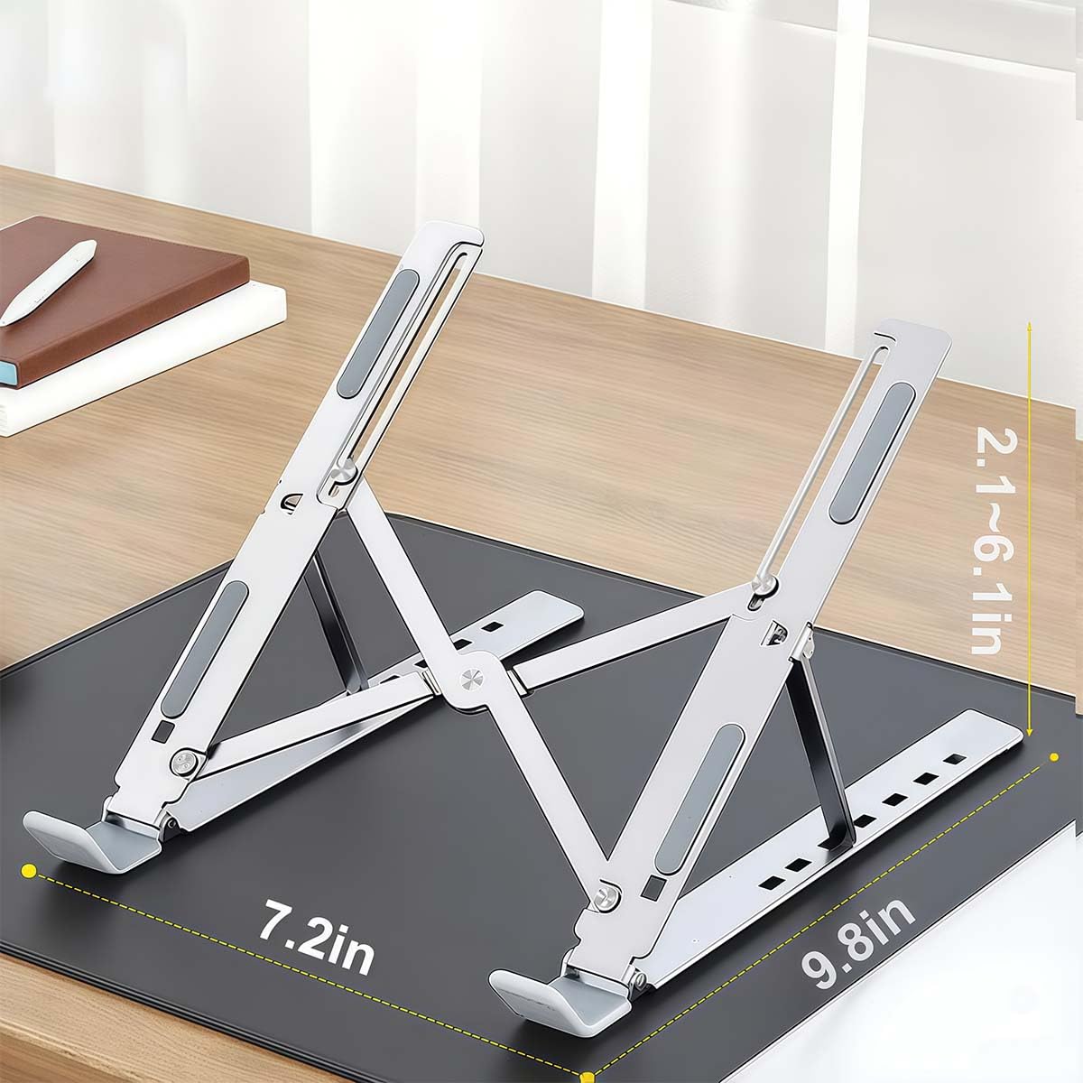 Foldable Laptop Stand with Aluminum Alloy Construction Portable Notebook Holder with Adjustable Height Ergonomic Computer Stand for Office — view 3