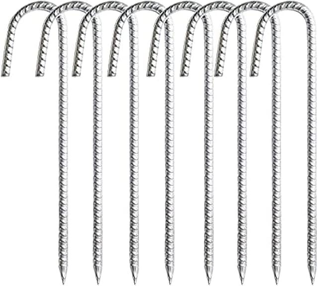 Vivo 8 Pack Galvanised Extreme Heavy Duty Steel Metal Ground Stakes Camping Tent Gazebo Marquee Pegs