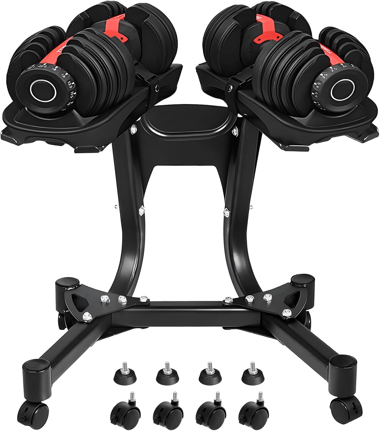 OKSTENCK 340 lb Weight Rack,340lb Dumbbell Holder Adjustable Dumbbell Rack Standard Metal Holder with Four Wheels for Home Gym Use Convenient.