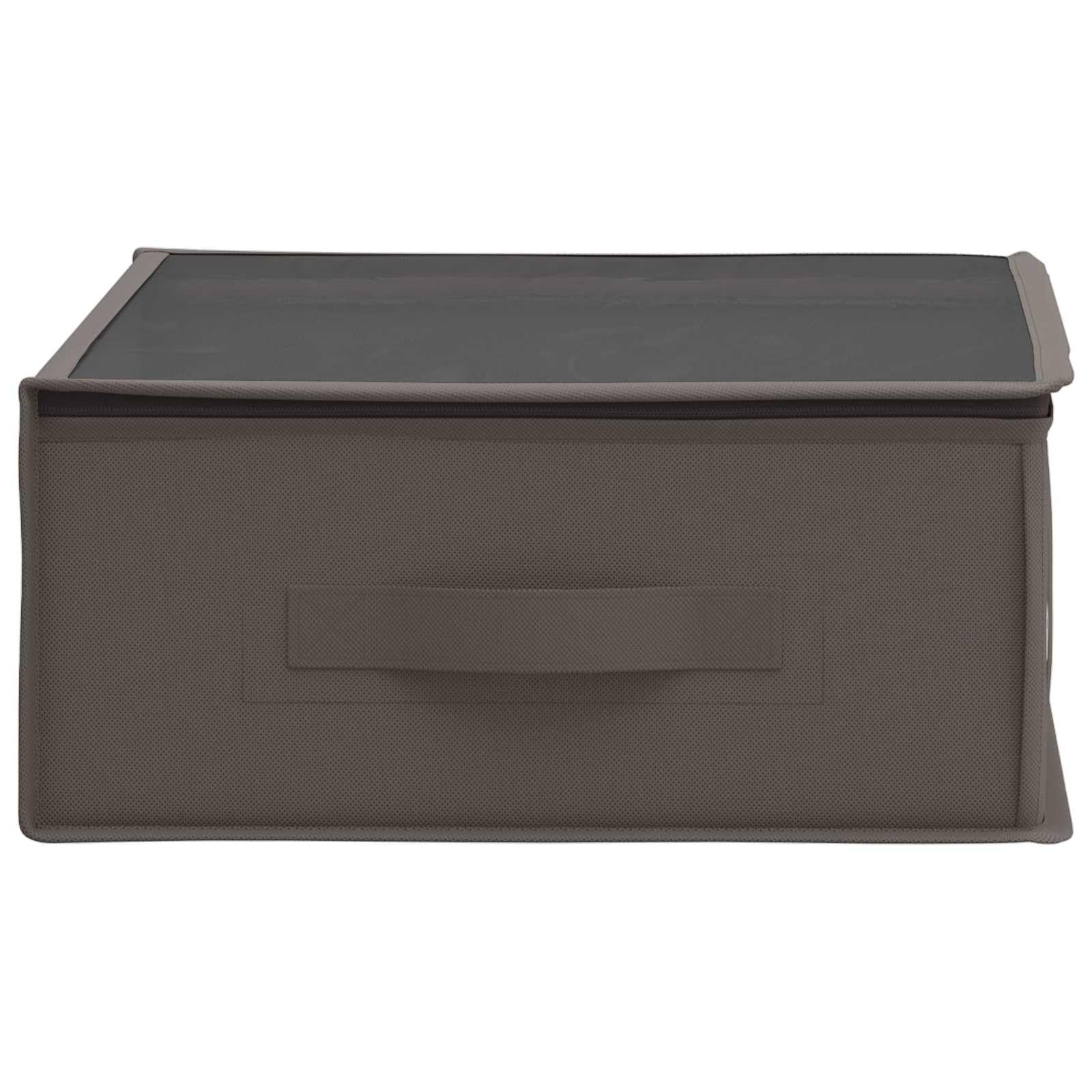 Caja de almacenaje con ventana superior transparente gris de tela no tejida transpirable, 70 x 40 x 18 cm, juego de 6 unidades, plegable con práctica asa para ordenar el dormitorio y la oficina