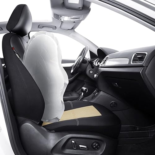 Miniatura 2 de PJ AUTO Juego completo de fundas de asiento de automóvil de cuero y malla 9 piezas ajuste universal para automóviles camiones camionetas y SUV