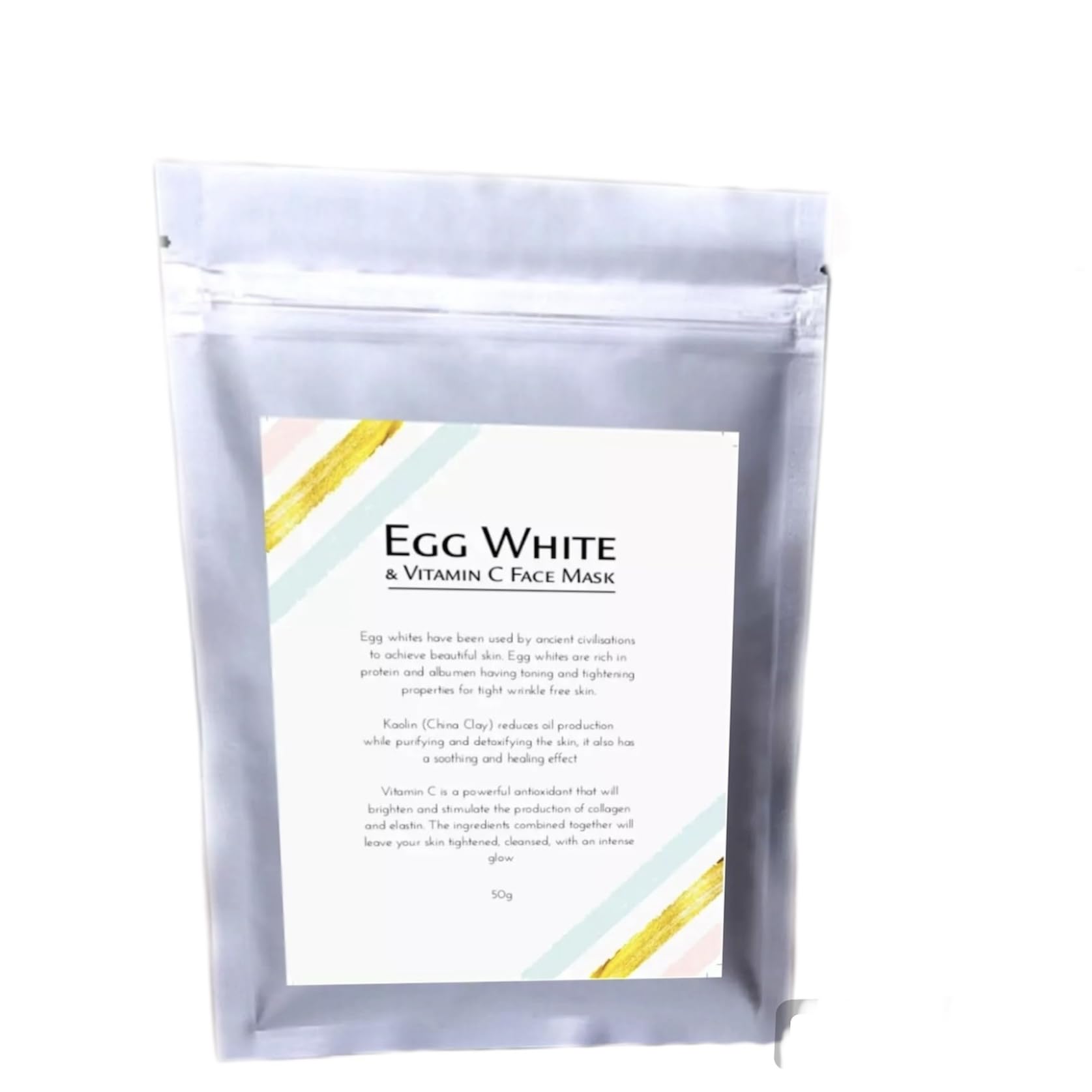 Kaolin Clay Egg White Vitamin C Face Mask Pore Minimiser Oil Control Brightening Clear Skin Tightening 50g
