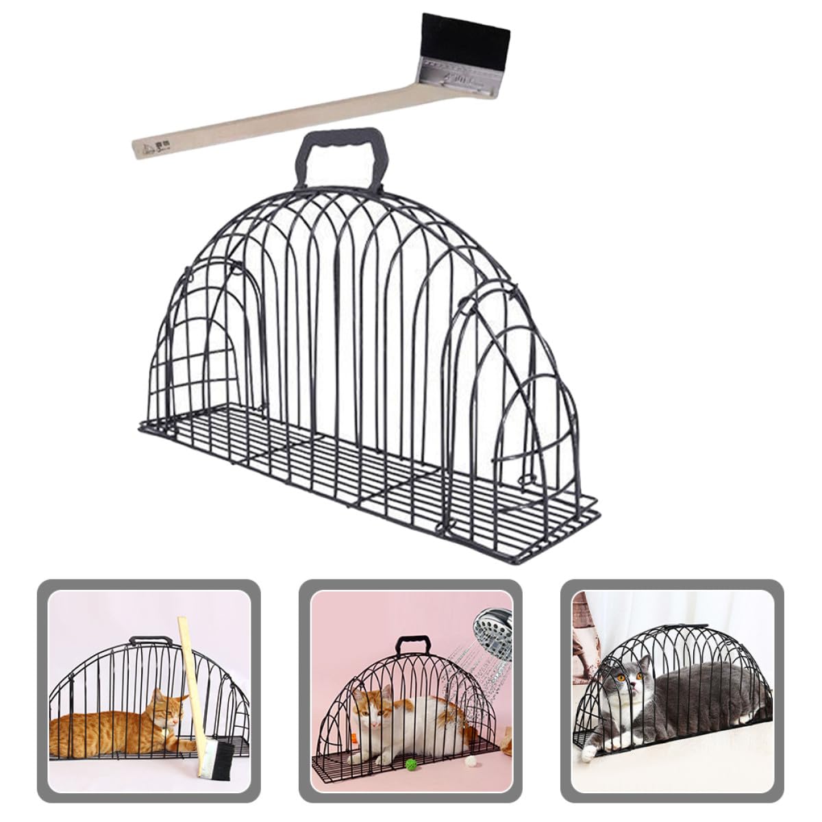 Cage de Bain pour Chat en Matériau Solide Système Anti-Morsures, Cage de Toilettage Adaptée aux Chats Domestiques