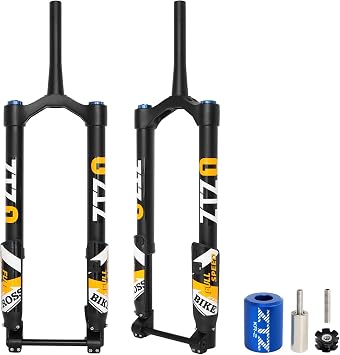 20/26 Inch 5.0 Fat Tire Bike Air Mountain Bike Inverted Suspension Fork, Thru Axle 15 * 150mm MTB Manual Lockout, Rebound Adjustment Straight Tapered Front Forks for Snow Beach E-Bike