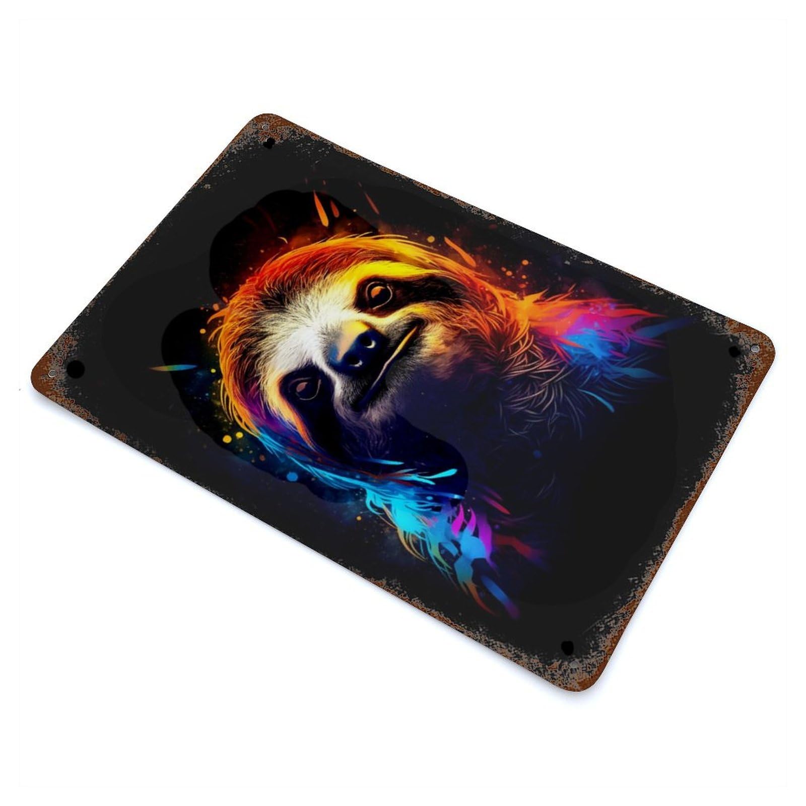 Garage Style Amazing Sloth Aged Metal Wall Plaque 11.8"x7.9", Farmhouse Wall Decor for Bar And Workshop