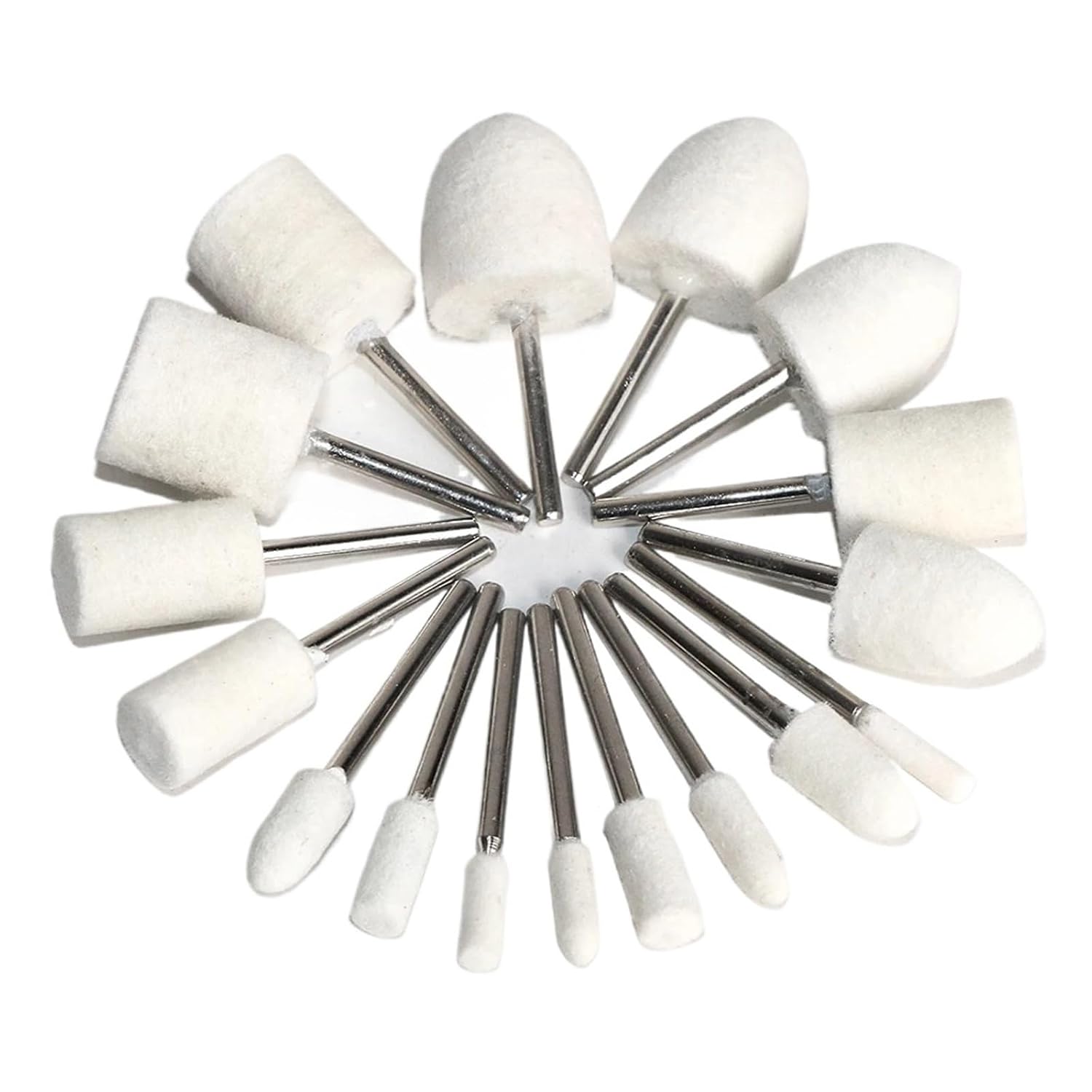 10Pcs Wool Felt Mounted Polishing Buffing Wheel OD 3-20mm Grinding Head for Drill Rotary Tool 3mm Shank(6mm)