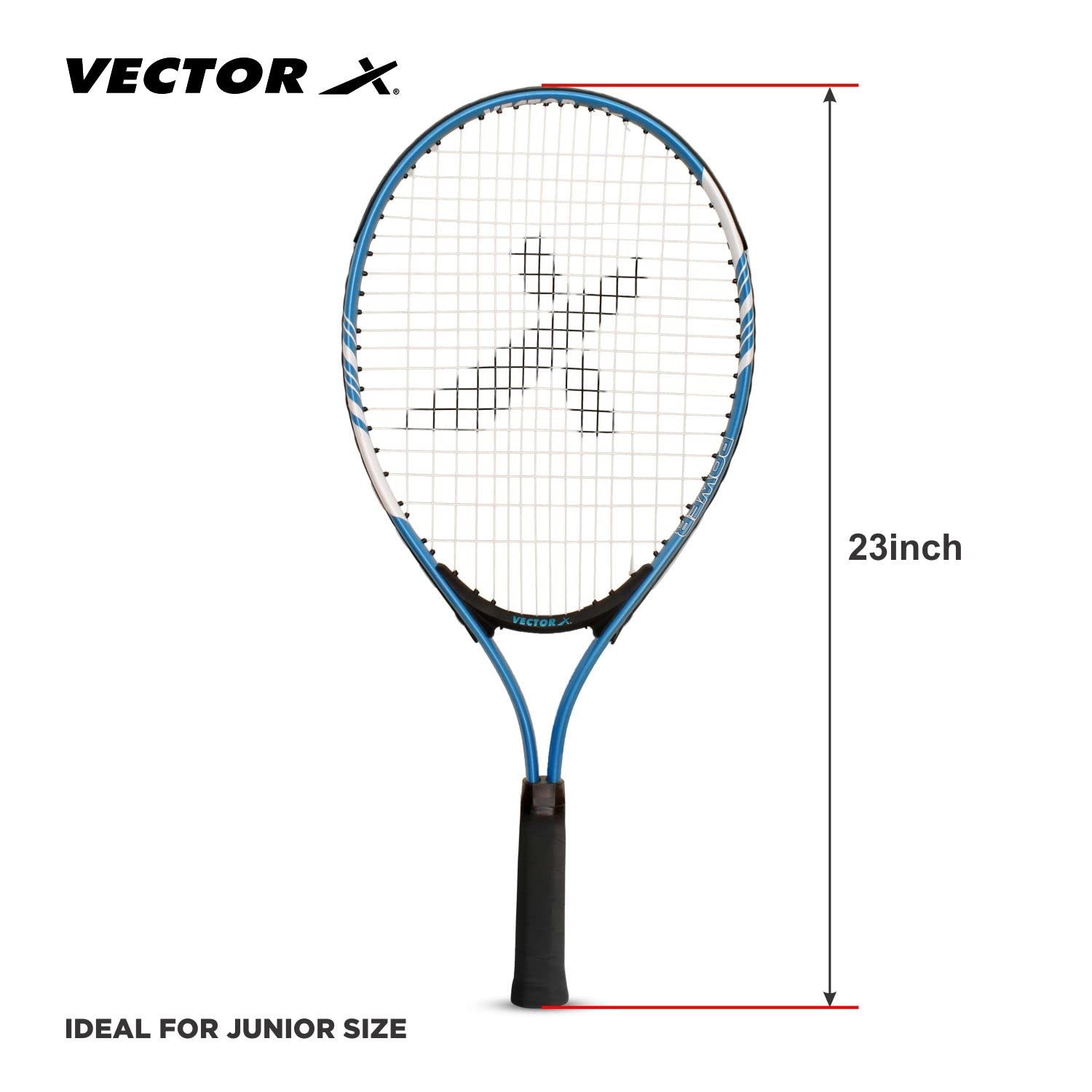Vector X VXT-520 Adult Men Recreational Tennis Racket Lightweight Aluminum Frame for Easy Swing|105 sq in Head|Pre-Strung Beginner Racquet for Outdoor Game Training & Practice (23-inch, Without Cover) 4