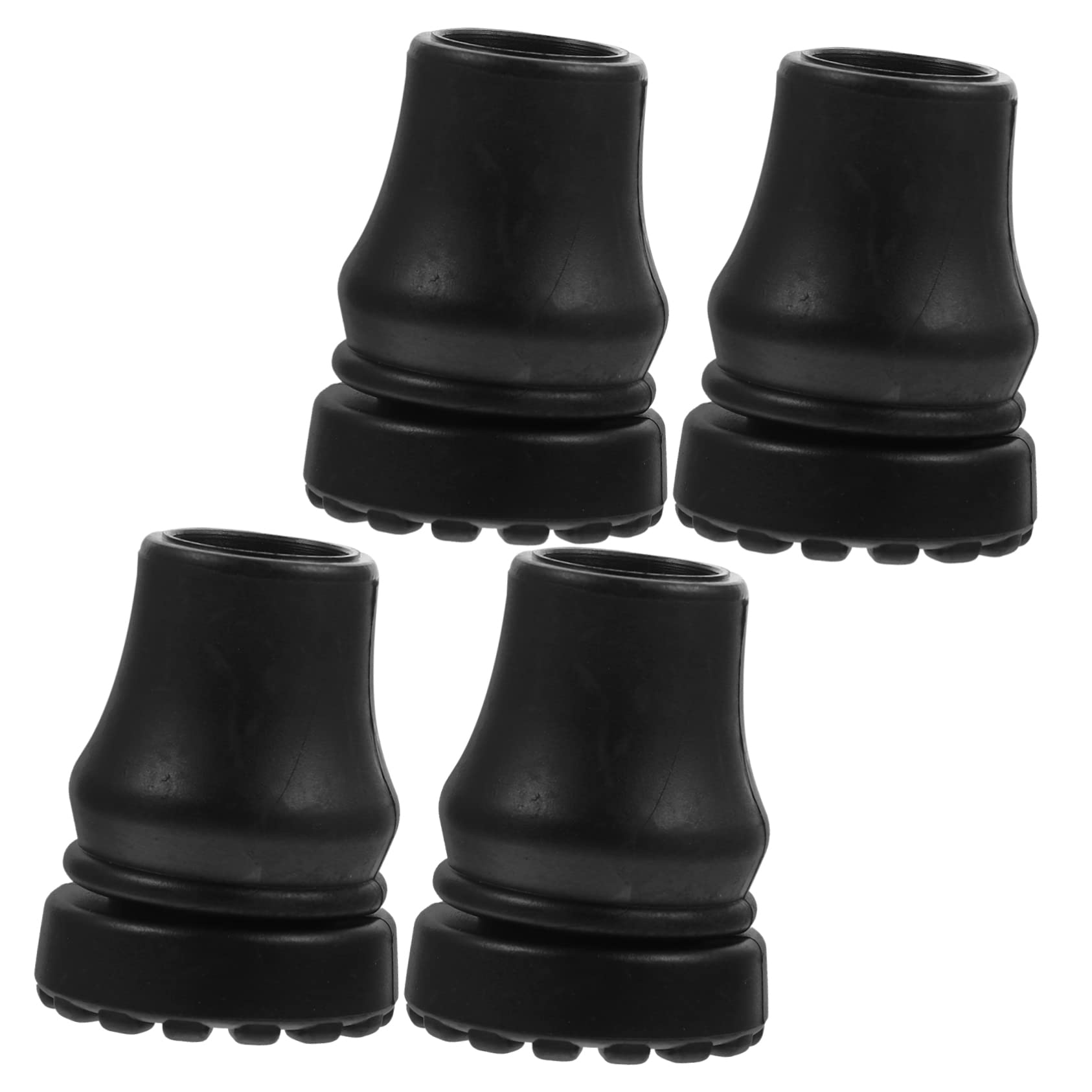 Rutschfeste Krückenfußspitzen mit Stabilisierender Dämpfung aus Pvc 4 Stück und Schwarzer Gummibeschichtung für Gehstock und Trekkingstock für Ältere Menschen