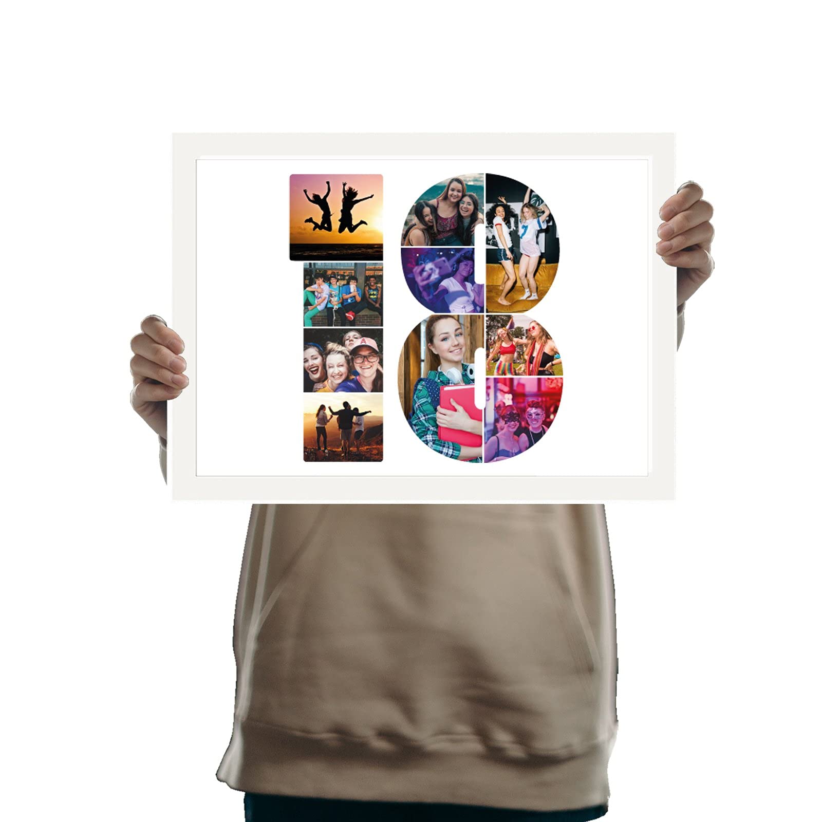 You Personalise Eighteenth Birthday Personalised Photo Collage Framed White A4