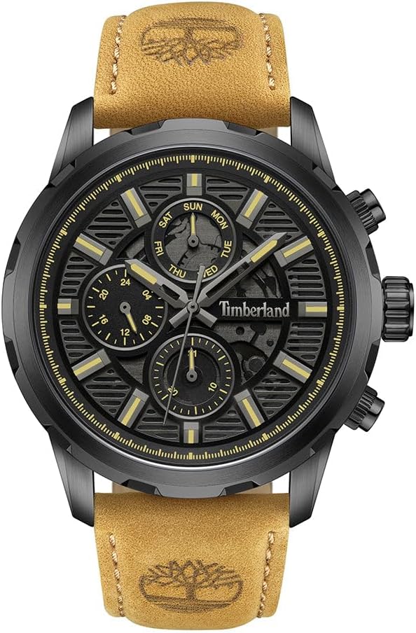 TIMBERLAND Men's Watch - Rugged Dial, Multifunction Movement, Leather Strap