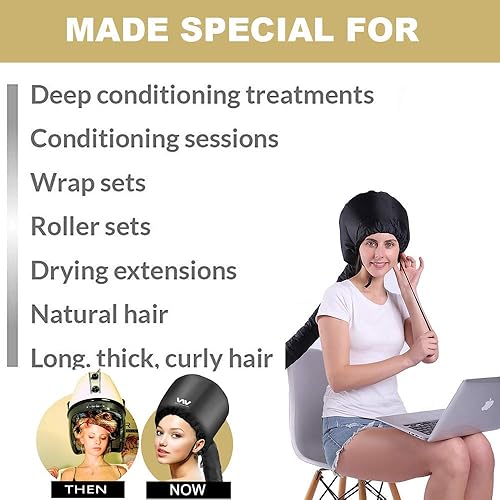 Miniatura 4 de Bonnet Hood - Juego de accesorios para secador de pelo suave y ajustable con capucha para secador de pelo de mano incluye banda para la cabeza para