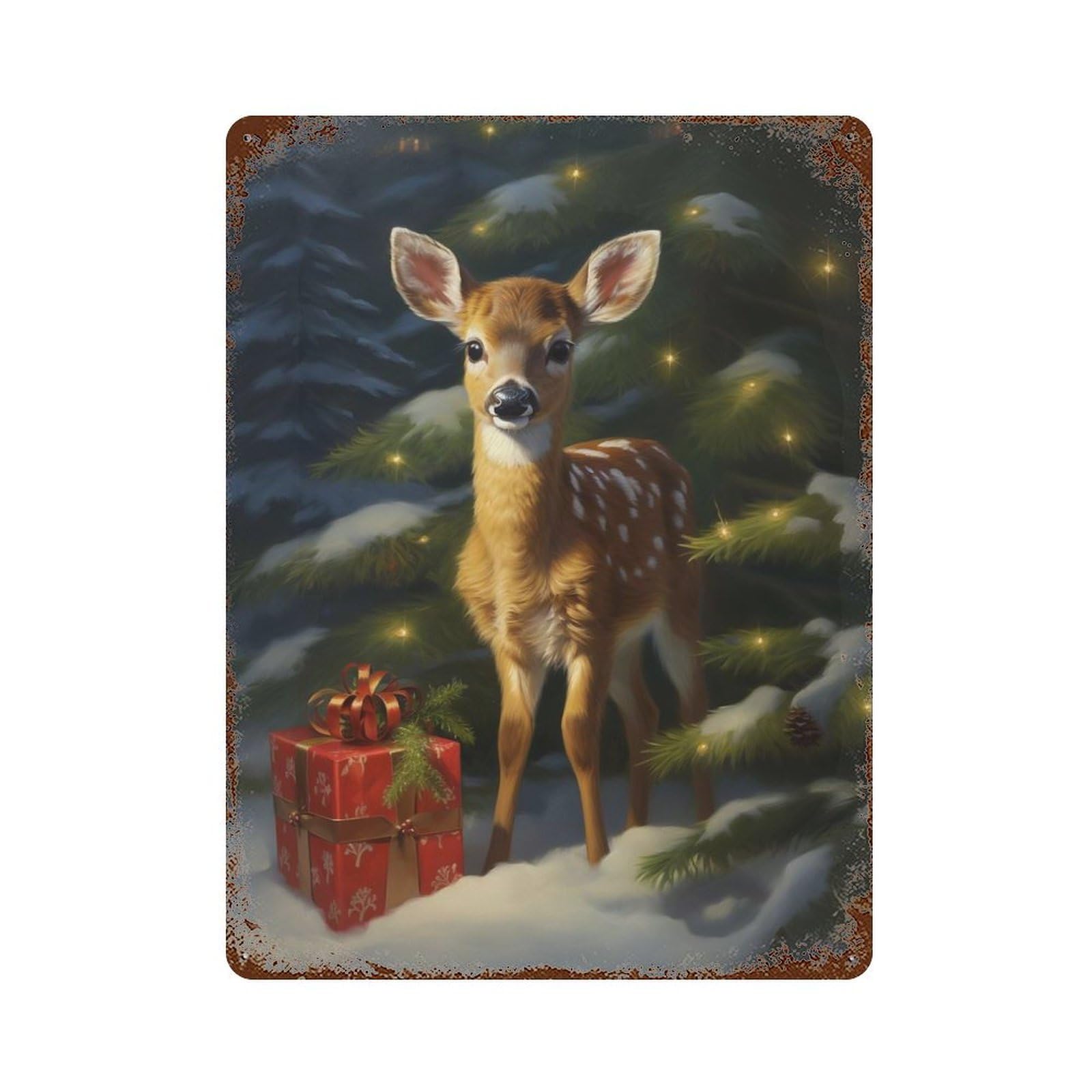 Xmas Deer Retro Metal Sign 15.7"x11.8", Shabby Chic Decor for Garage, Pub Or Kitchen