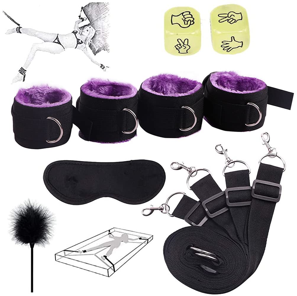 Kit di attività Divertenti per Il Polsino della Caviglia per Il contenimento del Letto, Kit per la Pratica dello Yoga, Adatto per Le Coppie in Camera da Letto (Viola)