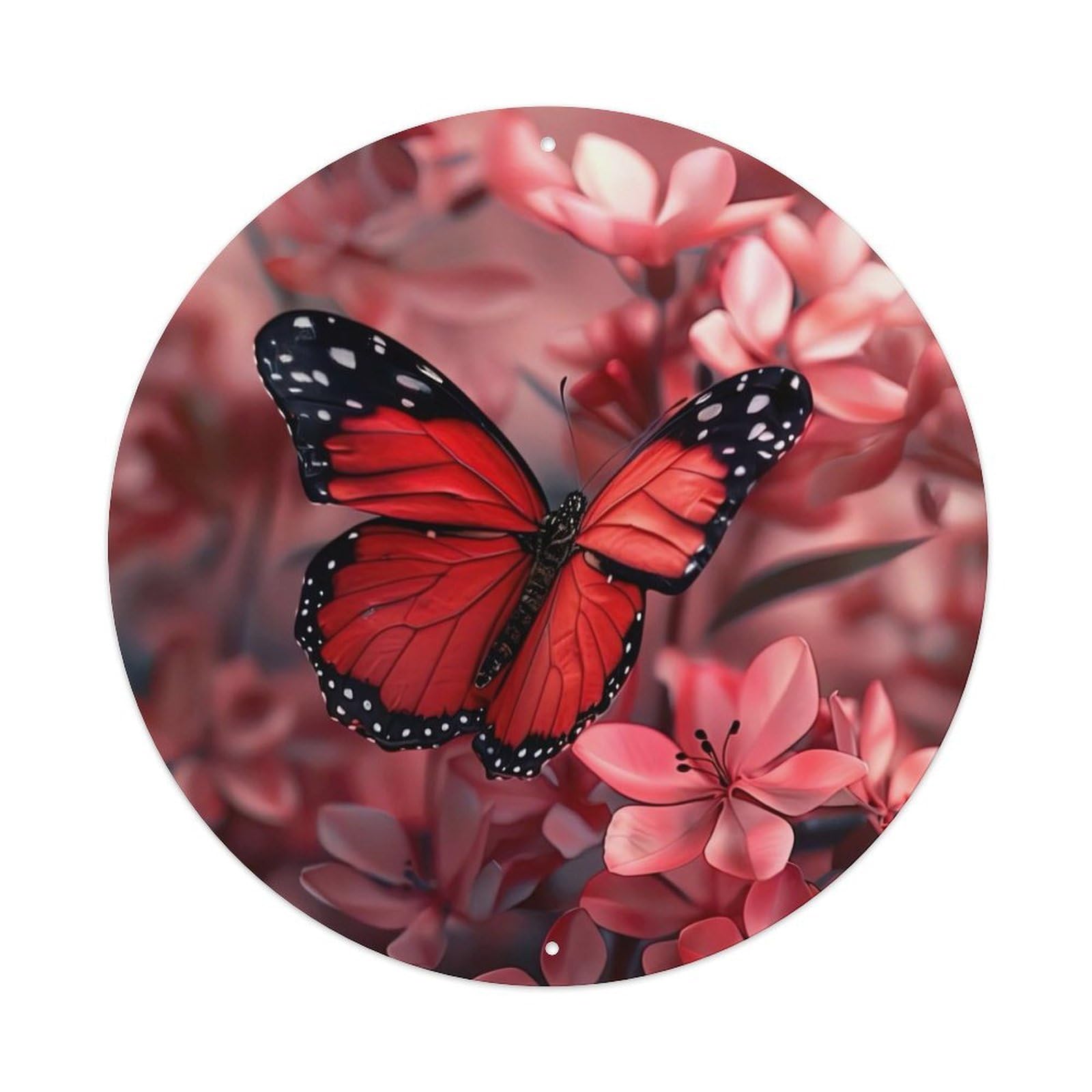 Cwbufd Vintage Style Animal Monarch Butterfly Pentas Lanceolata Romantic Nature Macro Photography Vintage Metal Tin Sign Plaque Wall Decor For Cafe, Club Bar, Office, Garden Metal Poster 8X8inch