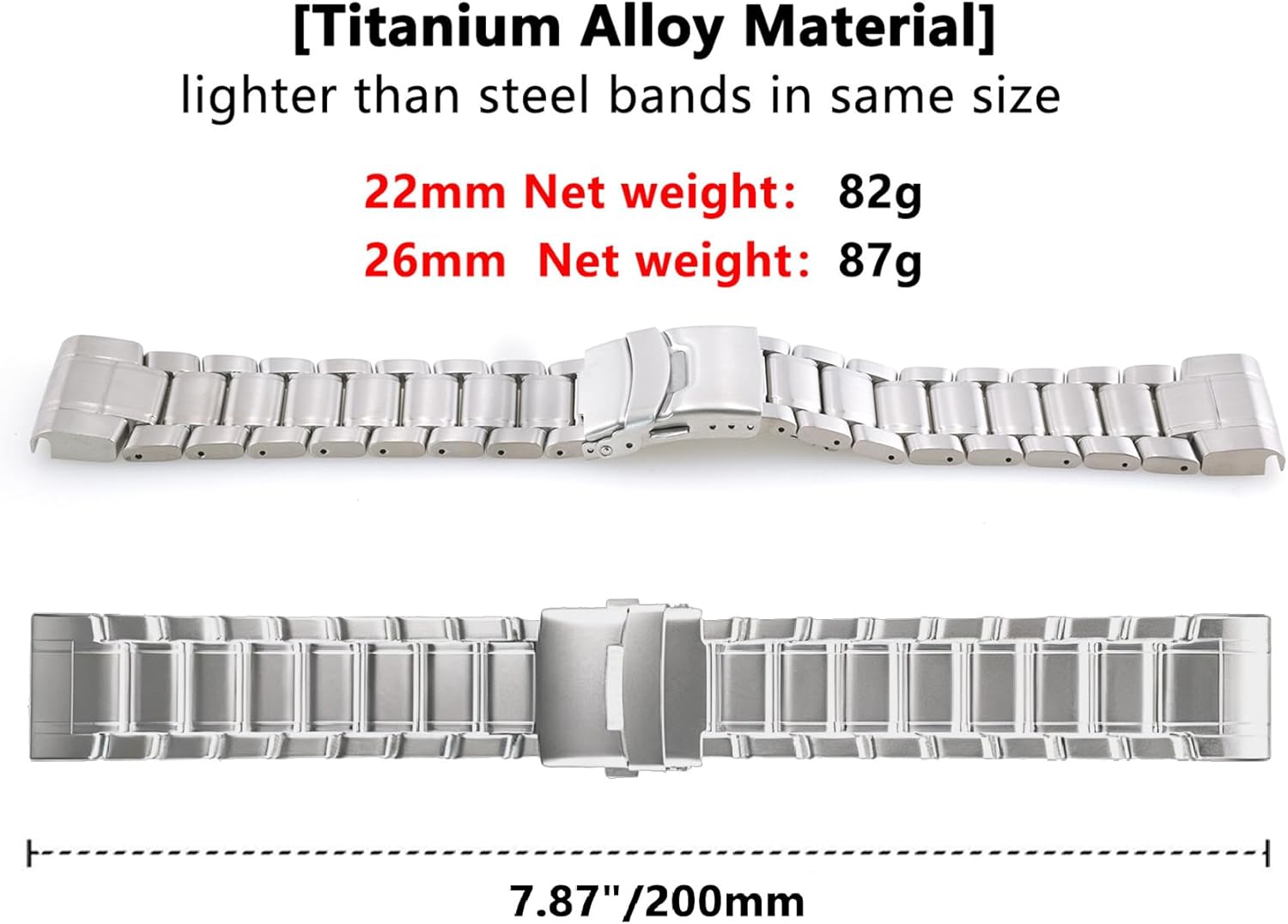 Abanen Titanium Watch Band with Flip-Lock Folding Clasp for Garmin Fenix 8 / Tactix 8 / epix Pro/Enduro, 22mm 26mm QuickFit Wrist Stap for Fenix 7/6/5, Quatix, Tactix - Image 2