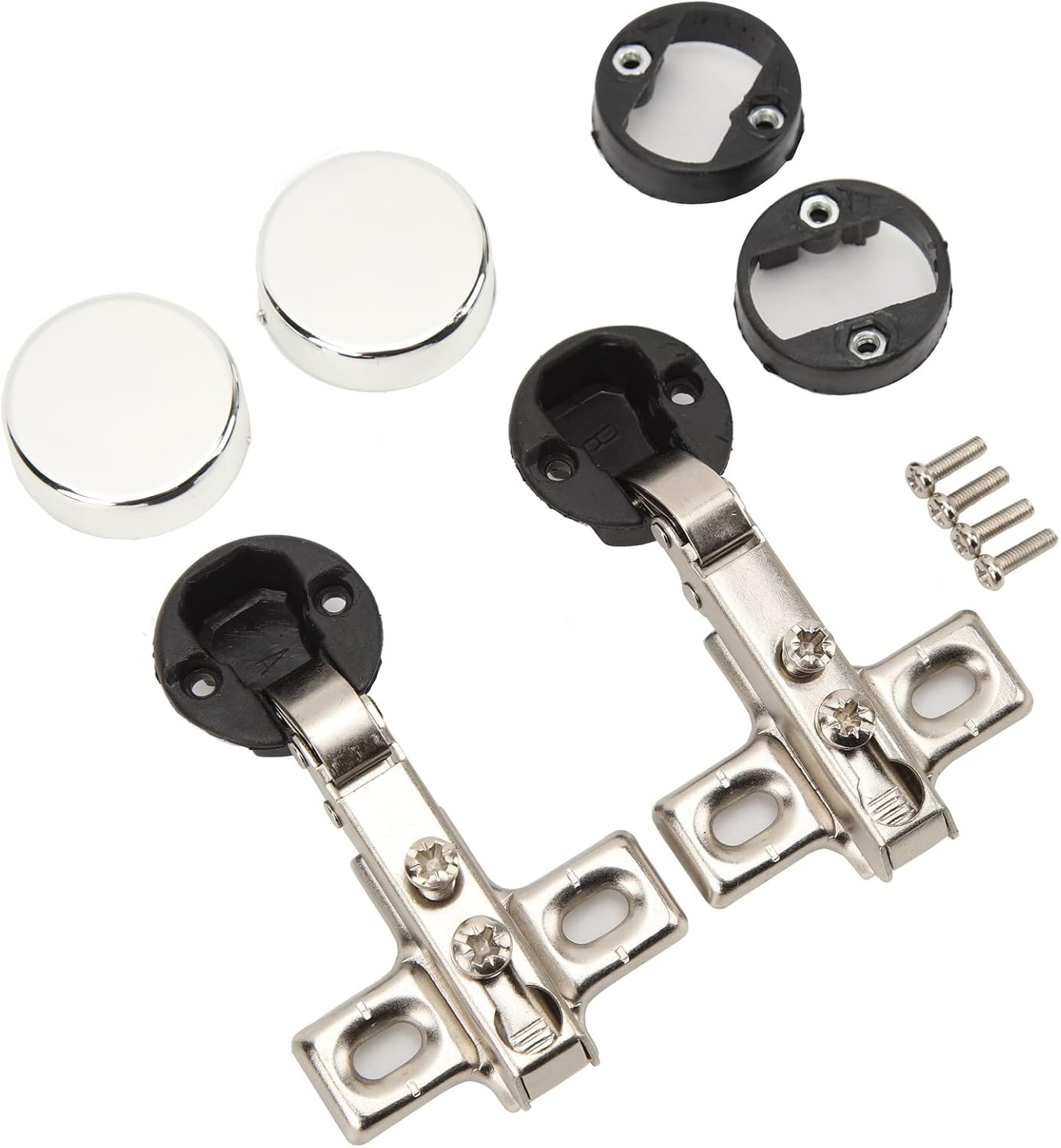 Alomejor Glass Hinge Mini Cabinet Hinge Strong Spring for Cabinet Glass Door, Easy to Install 2pcs 26mm Hole Hydraulic for Home Kitchen Cold Rolled Steel Plate (Full Cover)