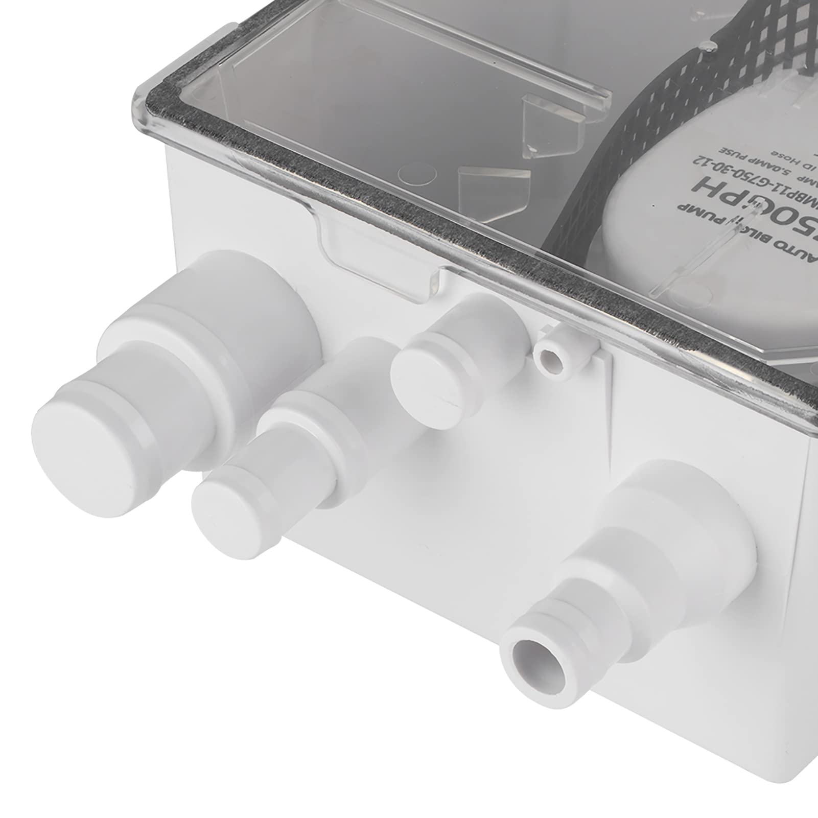Tissting Bomba de Sentina para Ducha, 750GPH con Interruptor Flotante Automático Integrado, Caja de Drenaje con Múltiples Entradas, Cubierta Transparente G750-01 para Embarcaciones (12V)