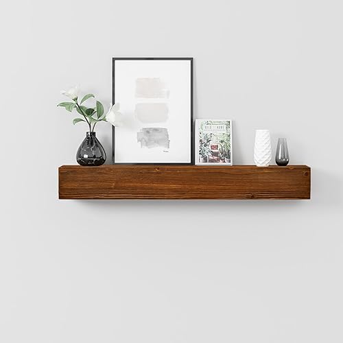 GOLDENPOLEY Estante de madera para chimenea de 48 pulgadas, estante flotante para chimeneas eléctricas y decoración, acabado rústico con superficie