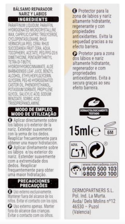 Nose and Lip Repair Balm 15 ml. Repairs, Moisturizes and Protects. Deliplus, clear - Image 2